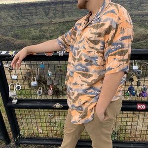 Vintage Columbia Hawaiian shirt orange